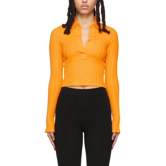 Helmut Lang Cropped Orange Cotton Polo Top Size XS - NWT - Picture 1 of 4